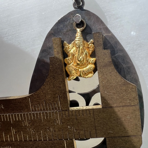 Vintage Sterling Silver & 18K Gold Om Ganesh Pendant India Artisan Jewelry - Picture 8 of 15